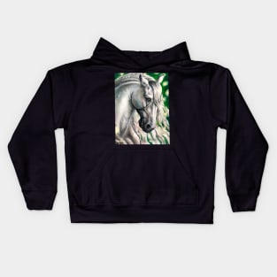 White Stallion Oil Painting Kids Hoodie